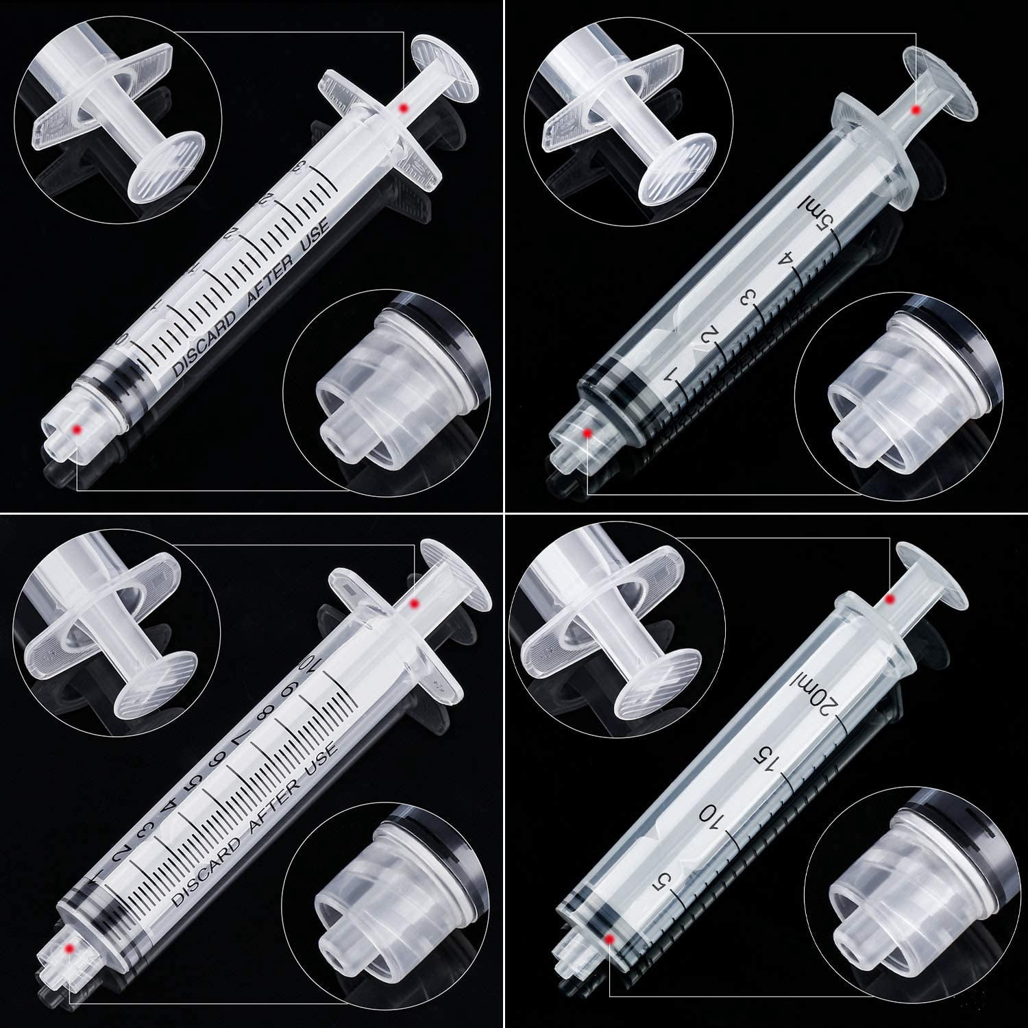 52 Pcs - 3ml 5ml 10ml 20ml Syringes with 14ga, 20ga,21ga, 23ga Blunt Tip Needles With Syringe Caps and Needle Caps for Refilling and Measuring Liquids, Oil or Glue Applicator