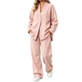 thumbnail image 2 of Zormilly Sweatsuits Women 2 Piece Outfit Button Down Jackets Straight Leg Sweatpants Fall Outfit Sets with Pockets, S-2XL, 2 of 5