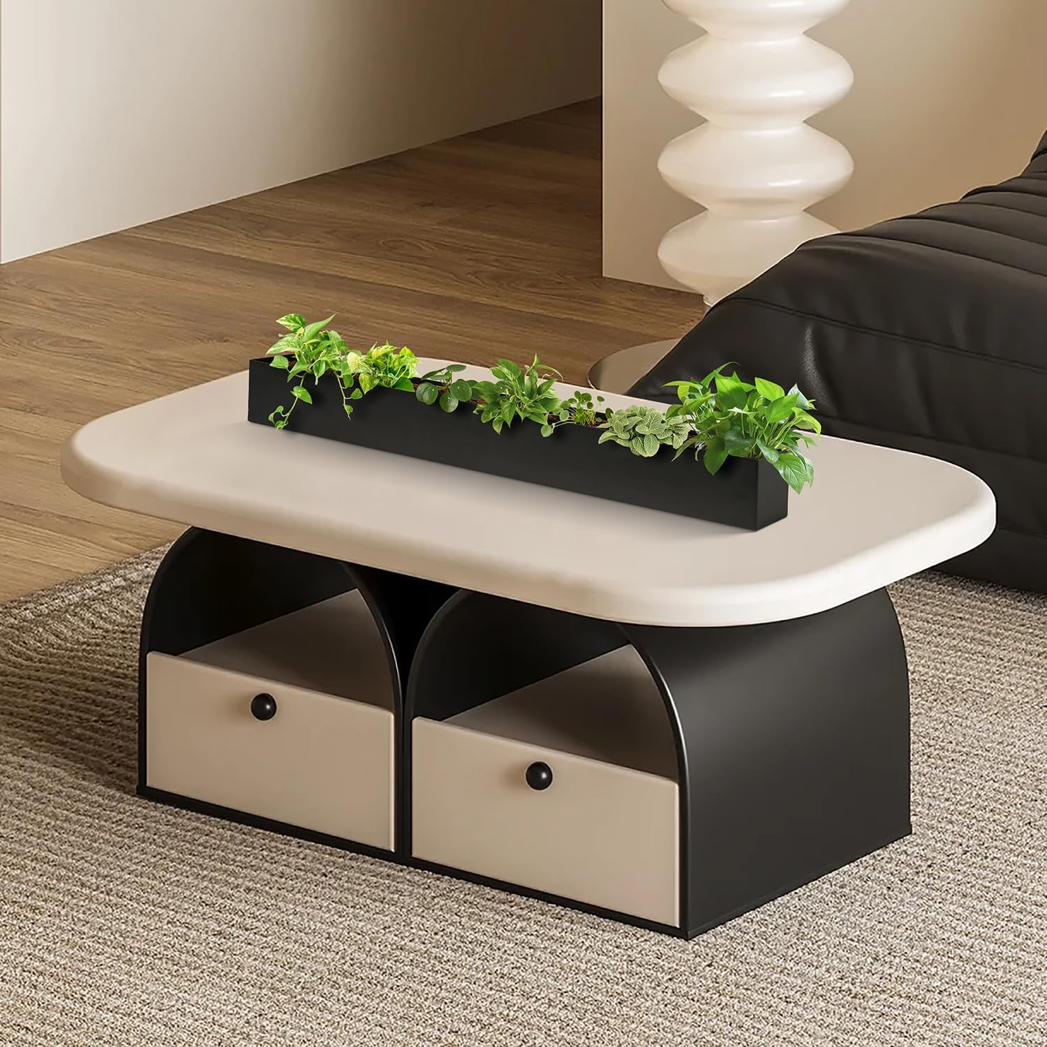 32" Trough Rectangle Planter Window Sill Planter Box Long Window Planters Modern Galvanized Steel Succulent Planter Black Metal Windowsill Pot for Indoor Plants Herb Table Home Outdoor