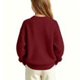 thumbnail image 5 of Lutiedan Christmas Bow Sweater for Girls Cute Crew Neck Knit Sweater Kids Long Sleeve Holiday Pullover Size 5-16,Wine, 5 of 8