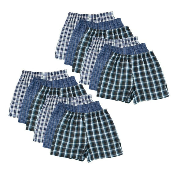 12 Pack Men's Boxer Shorts Random Mixed Color Pack Woven Relaxed Fit Boxers for Men Soft Breathable High quality Underwear with Elastic Waist Menswear