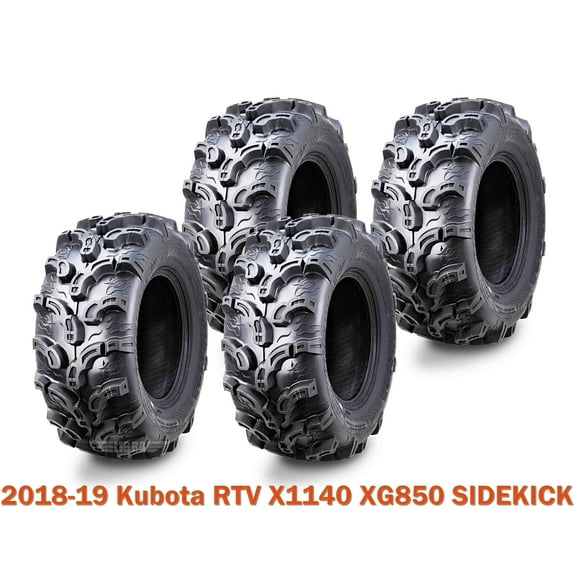 2018-19 Kubota RTV X1140 XG850 SIDEKICK Complete Set ATV tires 25x10-12 Super Mud