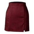 thumbnail image 6 of Women's High Waist Suede Zipper Short Skirt Autumn Winter Solid Hip Wrap Skirt, 6 of 6