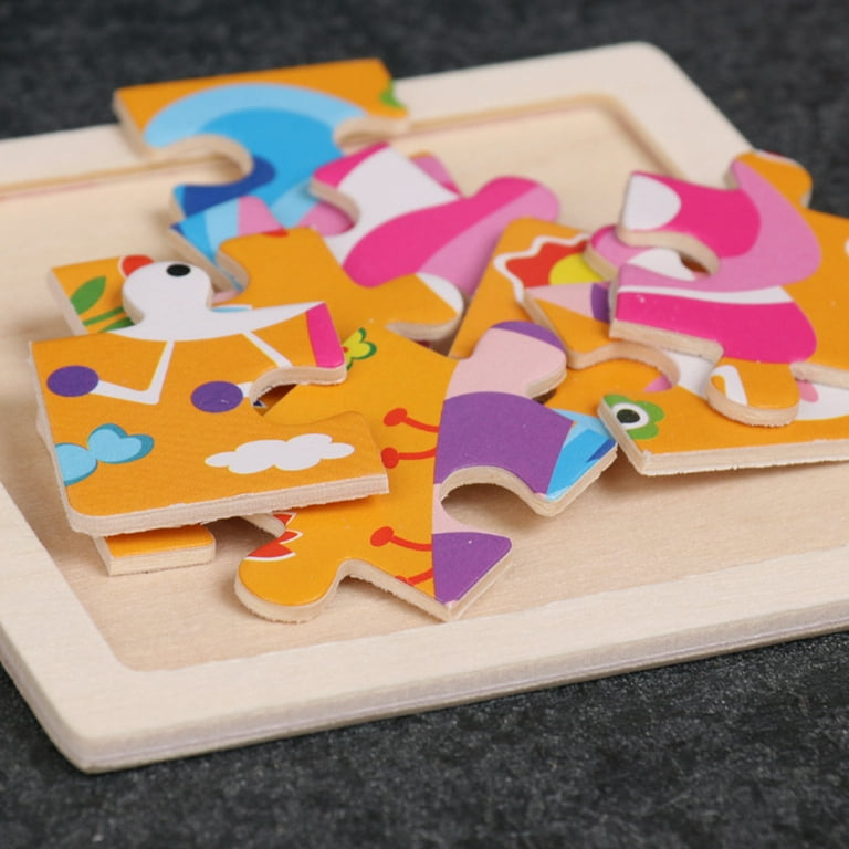 Bébé Cognition Puzzles Jouets en bois pour enfants 9 pièces Animal Jigsaw  Puzzle Wood Kids Educational Learning Toy Gift For Kid
