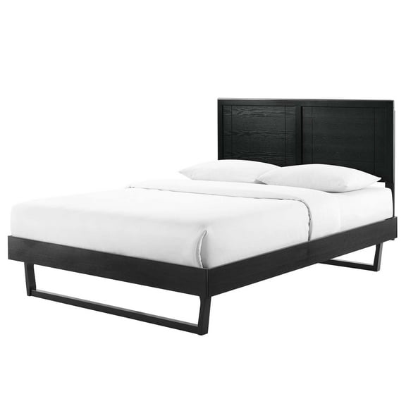 Platform Bed Frame, Queen Size, Wood, Black, Modern Contemporary Urban Design, Bedroom Master Guest Suite