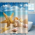thumbnail image 2 of Beach Shower Curtain, Conch Shell Starfish Ocean Landscape Bathroom Curtain for Bathtub Decor Waterproof Fabric Machine Washable with 12 Hooks, 2 of 6