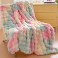 thumbnail image 4 of Weloille Faux Rabbit Fur Tie-Dye Blanket 4.59 x 6.56 Ft, Ultra Soft Fluffy Cozy Plush Throw Blanket, Fade Resistant Warm Comfortable Decorative Blanket for Couch Bed Sofa Living Room Bedroom, 4 of 6