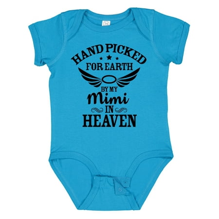 

Inktastic Handpicked for Earth by My Mimi in Heaven with Angel Wings Gift Baby Boy or Baby Girl Bodysuit