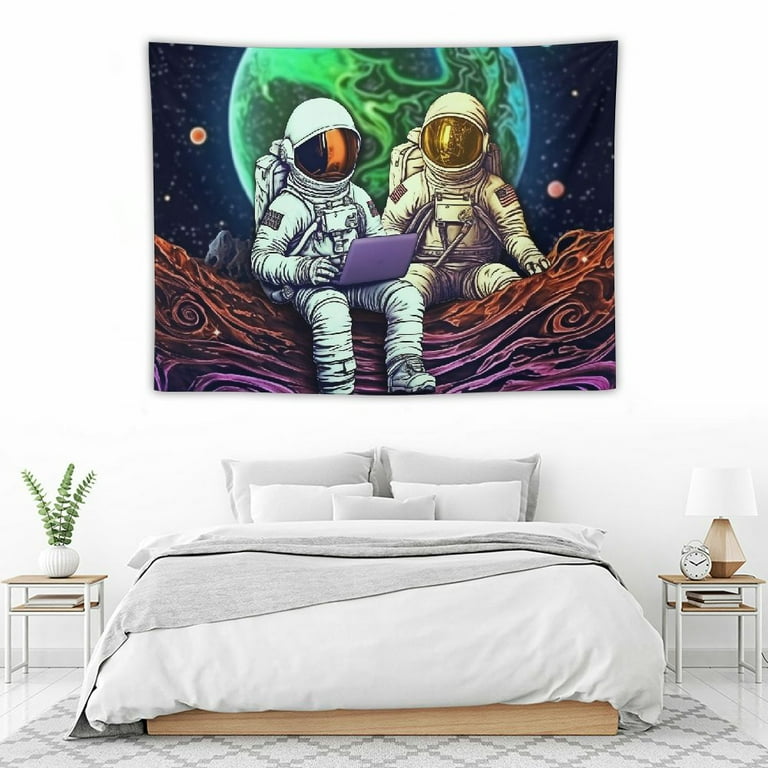 ONETECH Funny Space Astronaut Alien Tapestry for Men Guys Bedroom Cool Trippy Universe Planet Art Tapestries College Dorm Boys Room Decor Psychedelic Galaxy Poster Blanket Walmart