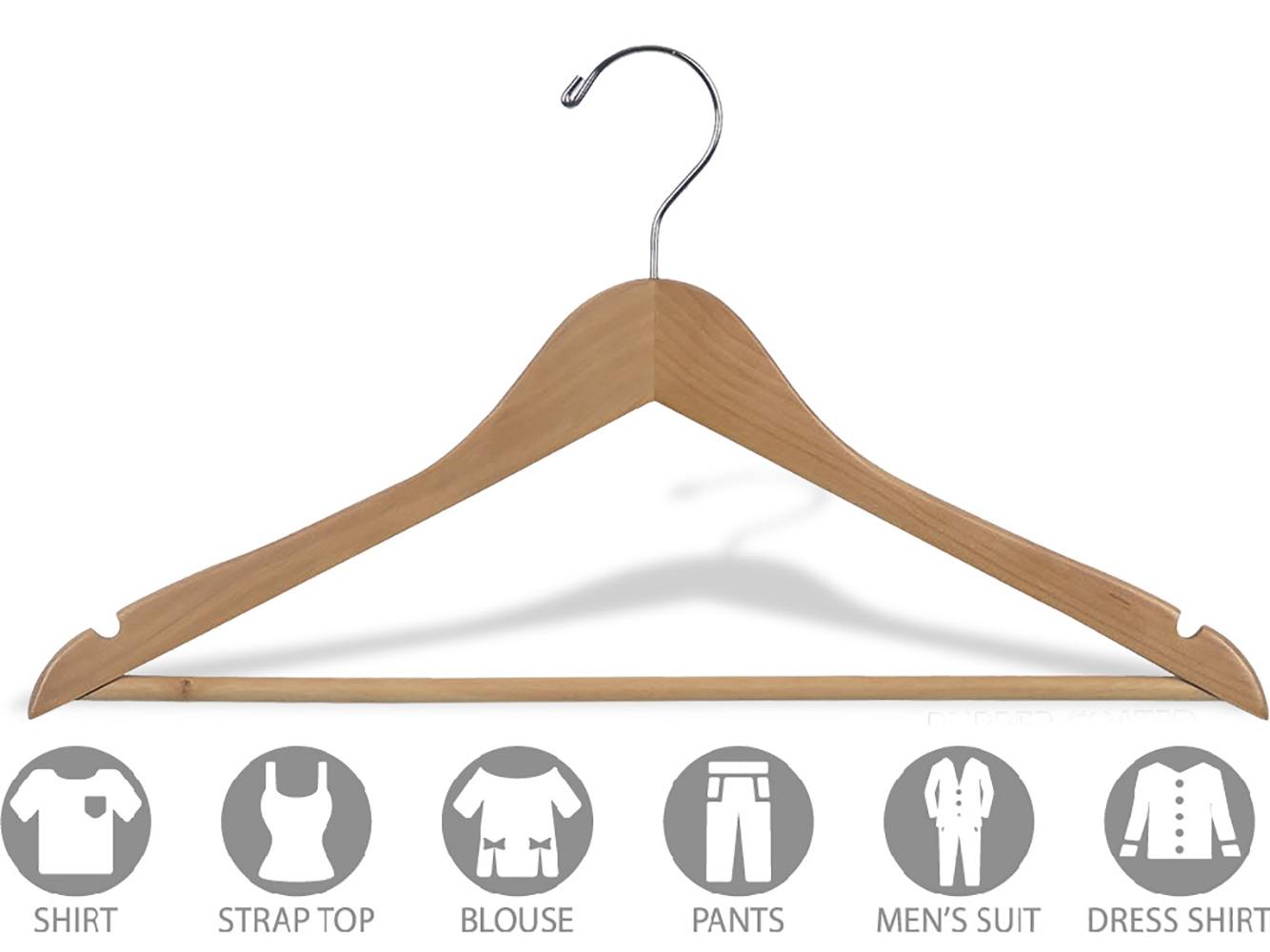 INTERNATIONAL HANGER, Rubber Coated Non-Slip Natural Wood Suit Hanger, 100 Pack
