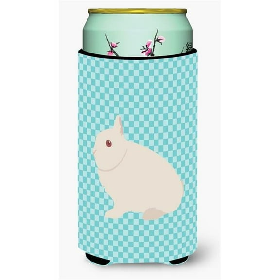 Hermelin Rabbit Blue Check Tall Boy Beverage Insulator Hugger