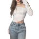 thumbnail image 1 of Txlixc - Camiseta informal de manga larga para mujer con hombros oblicuos y ombligo descubierto irregular Txlixc  Sexy, 1 of 6