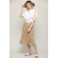 thumbnail image 3 of Made by Johnny Women's High Elastic Waist Pleated Mid A-Line Swing Skirt S WHITE_CAMEL, 3 of 6