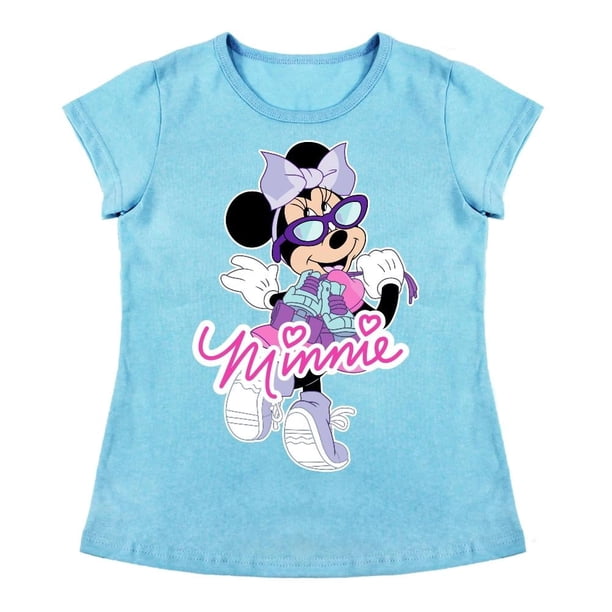 Playera Para Niña Disney Minnie Mouse Cuello Redondo Manga Corta Talla 6 Azul Cielo