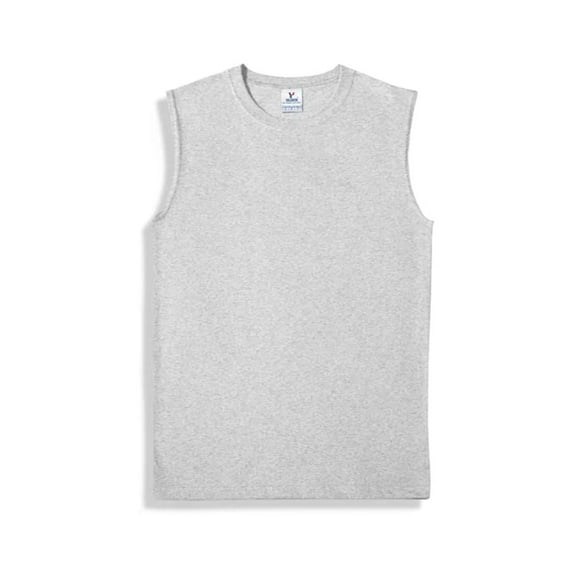 Yazbek Men's Heavy Weight (5.9-Ounce) Crew Neck Sleeveless Muscle T-Shirt - Heather Grey