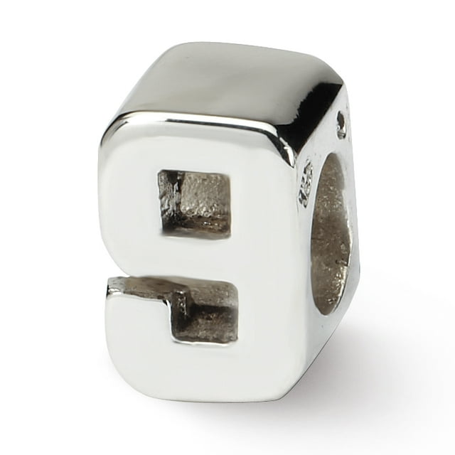 925 Sterling Silver Charm For Bracelet Number 9 Bead Alphabet Numeral