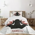 thumbnail image 3 of Ambesonne Yoga Quilted Bedspread Set 2 Pcs, Lotus Woman Flower Grunge, Twin Size, Orange Black White, 3 of 6