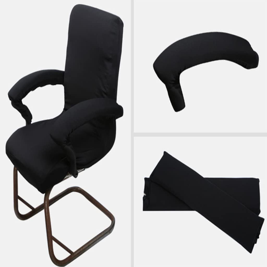 Pair Office Chair Arm Rest Covers Computer Chair Cover with Zipper Black 