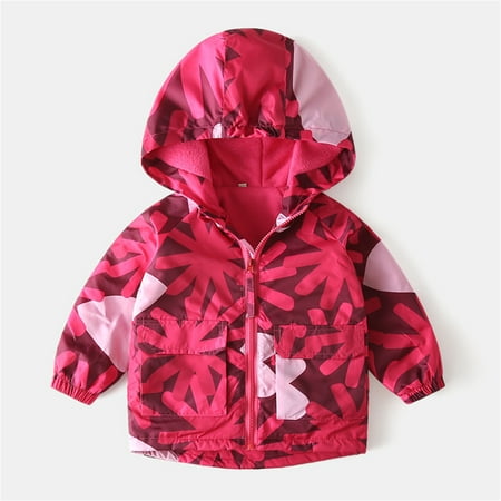 

2-6 T Toddler Boys Windbreaker Jacket with Hood Kids Girls Boys Warm Fleece Coats Jacket Outerwear Love 3 Years