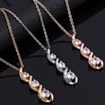 thumbnail image 7 of APSVO 18K Rose Gold Plated Cubic Zirconia Necklace for Women Dainty Simple 3 Stones Twisted Women Necklaces Pendant Chain Bridesmaid Graduation Mothers Day Jewelry Gifts Mom, 7 of 7