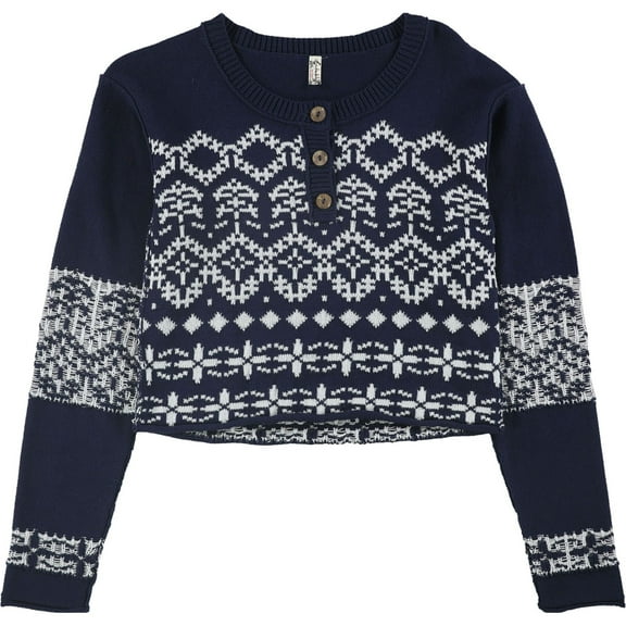 Free People Womens Cabin Day Pajama Sweater, Blue, X-Small