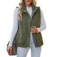 thumbnail image 5 of Black and Friday Clothing Sales Idoravan Womens Fleece Sleeveless Jacket,Women's Solid Color Sleeveless Plush Cardigan Jacket Versatile Button Top Green XL, 5 of 8