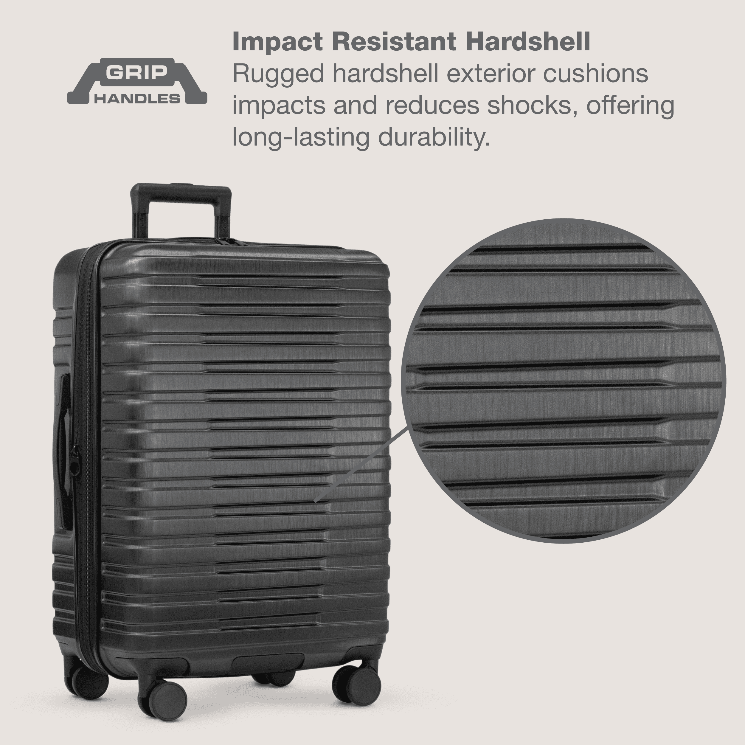 U.S. Traveler Boren Hardside Rugged Spinner Luggage, Black, 30" Checked Large