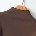 thumbnail image 5 of Women Spring Tops Lightweight Ruffle Mock Neck Solid Color Long Sleeve Undershirt - Half High Neck Ribbed Tops Ribbed Lettuce Trim Soft Base Layer - Fitted Casual Homewear for Women Coffee XL, 5 of 7