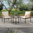 thumbnail image 1 of 3 - piece all - weather outdoor patio muebles set: boho wicker rattan sectional sofa con metal frame y detachable cushions para patio, balcony, backyard, deck, o poolside (beige), 1 of 8