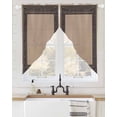 thumbnail image 2 of Black Brown Greek Key Swag Valances for Windows, Geometric Greece Ancient Farmhouse Geo Rod Pocket Sheer Valances for Windows, Swag Toppers Light Filtering for Kitchen Living Room 2 Panels 36''x63'', 2 of 6