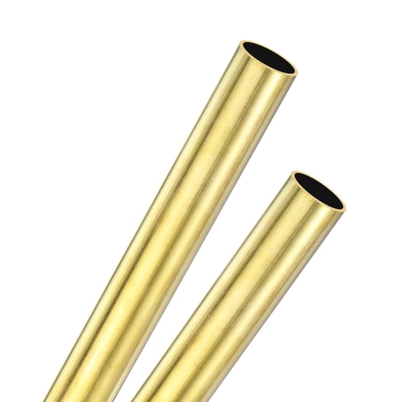 Uxcell 2-Pack 200mm Brass Round Tube, 15mm OD 1mm Wall Thickness H62 Brass Seamless Tubing Metal Straight Pipe [0.59x0.04x7.87IN]