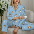 thumbnail image 4 of Wukai Cute Cartoon Corgi Print Women's Pajama Set - Soft Long Sleeve Sleepwear for Comfort and Style-X-Large, 4 of 9