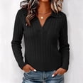 thumbnail image 2 of Fewfanhot Sweaters for Women Cable Knit Long Sleeve Polo V Neck Fall Outfits Collared Cropped Waist Length Pullover Sweater Top, 2 of 9