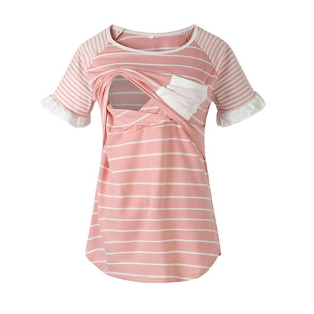 

Simplmasygenix Womens Maternity Clearance Long Sleeve Summer Tops Women Maternity Clothes Top Round Neck Leisure Breastfeeding Nursing Pregnant Tops