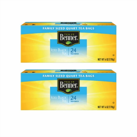 Benner Iced Black Tea Bags, Family Sized Quart, 24 Count,2 Pack