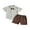 Chocolate, variant on Little Boy Easter Gentleman Outfit Bunny Print Short Sleeve Lapel Button Down Shirt with Shorts Set