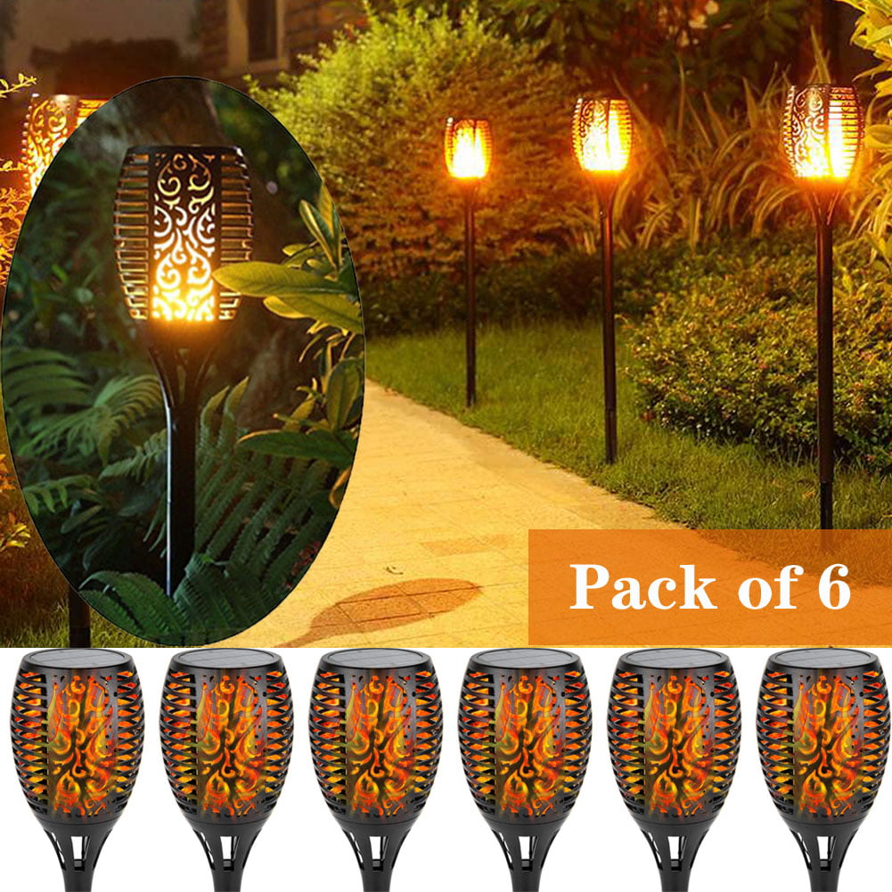 Solar Lights Outdoor Waterproof Flickering Flames Landscape Decoration Lighting 96 LED Dusk to Dawn Auto On/Off Security Torch Light for Path Garden Pathway Patio 4 Pack Solar Torch Lights 