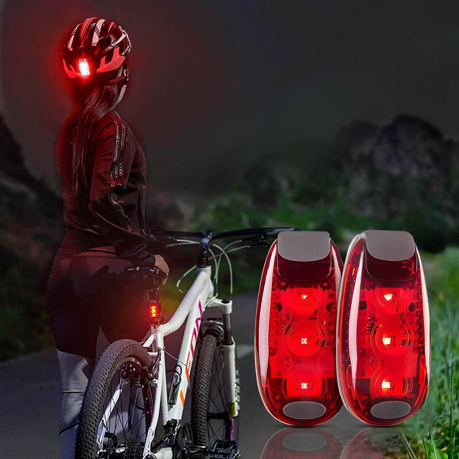 2 Pack LED Safety Lights, Clip On Strobe Running Lights for Runners