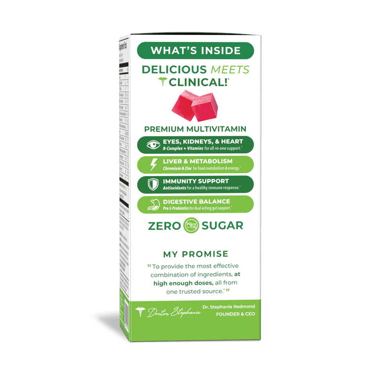 2 pack) Dr. Stephanie's Multivitamin & Probiotic Gummies, Zero