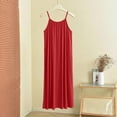thumbnail image 5 of Blmnix Chemises Sleep Dress for Women Plus Size Nightgowns Bamboo Nightgown Sleep Shirt Below-the-Knee Sleeveless Red Crew Neck Oversized Sleep Shirts for Women, 5 of 8
