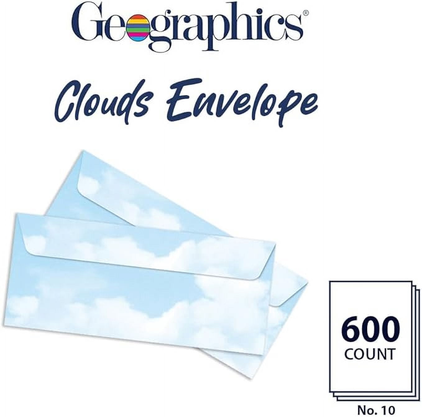 Geographics Clouds Letterhead No 10 Envelopes - Business Envelopes Self Seal Letter Size - Peel and Seal Secure Colored Envelopes - Ideal for Office & Personal Use, Pack of 600