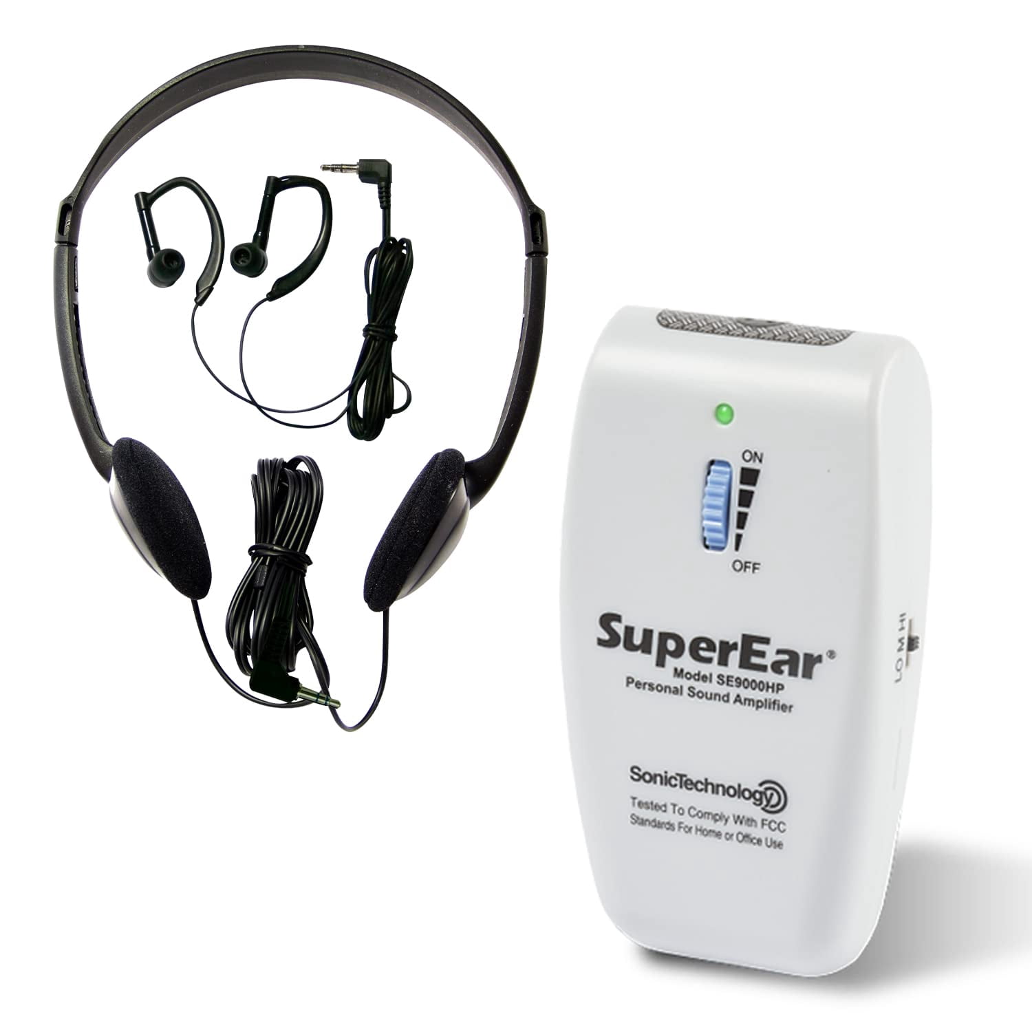 SuperEar Rechargeable Personal Sound Amplification SE9000HP Complete System 50dB, 3 Tone Frequency