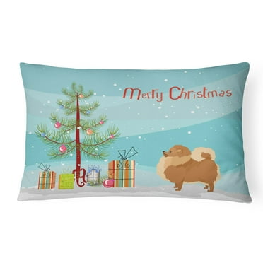 Carolines Treasures CK3555PW1216 Pomeranian Christmas Tree Canvas Fabric Decorative Pillow, 12H x16W, multicolor
