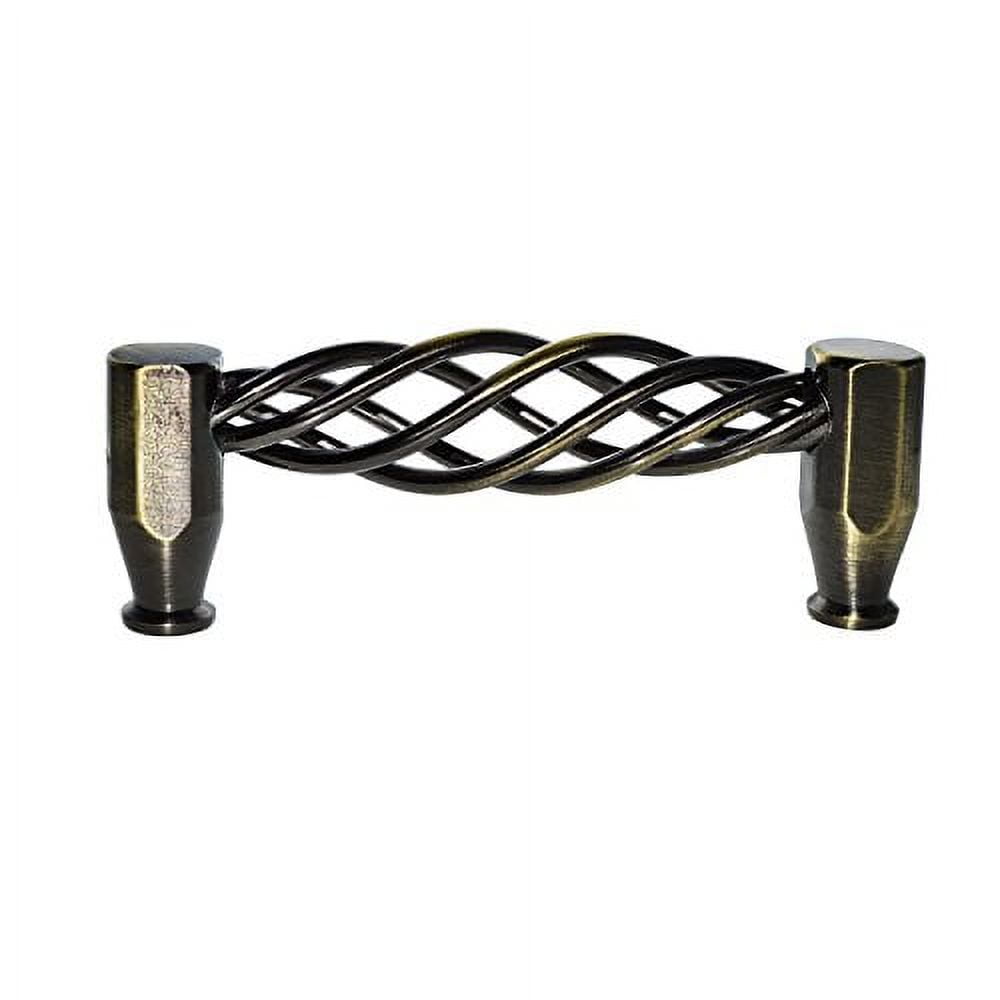 Utopia Alley 25pcs Aire Pull Handle - Decorative Cabinet Drop Pull Handles- Vintage Cabinet Hardware with Hand Finished Antique Brass - Metal Drawer Pull Handle, 3.8" Center to Center