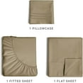 thumbnail image 3 of CGK Linens 3-Piece Ultra Soft & Comfy Hotel Luxury Sheet Set - Twin Size Cooling Bed Sheet Fits 8"-16" Mattresses, Khaki, 3 of 7