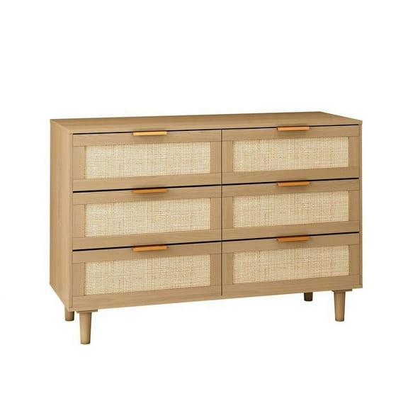 6 Drawers Rattan Dresser