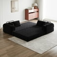 thumbnail image 3 of Lovableguy Modern Convertible Floor Sofa Bed,Chenille Folding Boneless Couch Bed with Side Pocket ＆ 4 Pillows,Compressed Cloud Sleeper Sofa Bed for Living Room Guest Room,Black, 3 of 9