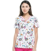 V-Neck Print Top Scrub Top