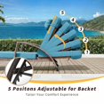 thumbnail image 3 of Patio Lounge Chairs Set of 2 - Adjustable Rattan Recliners with Cushions, Peacock Blue, for Pool/Backyard/Deck | 5-Position Folding Design, 3 of 8