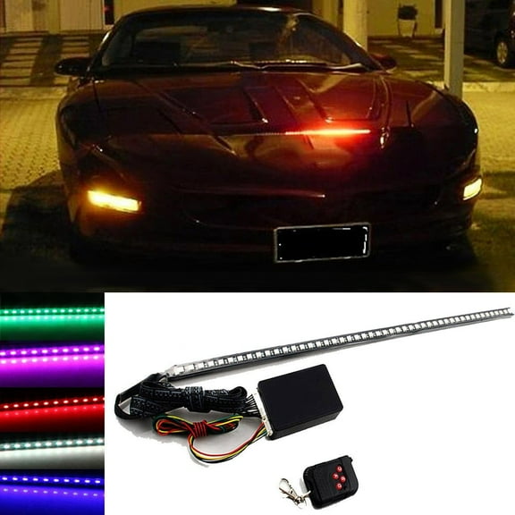 22" 7 Colors 48 LED RGB Car Flash Strobe Light Strip   Remote Control